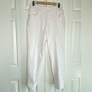 BFA Classics White Jeans Women's Pull-on Pants Pockets Tapered Leg Sz 10